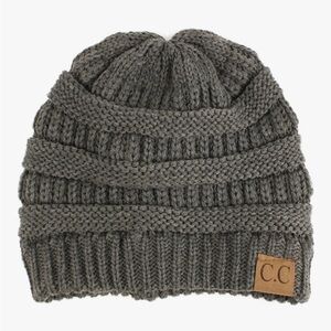 CC Ponytail Beanie Hat Soft Stretch Cable Knit High Bun Ponytail C.C Beanie US